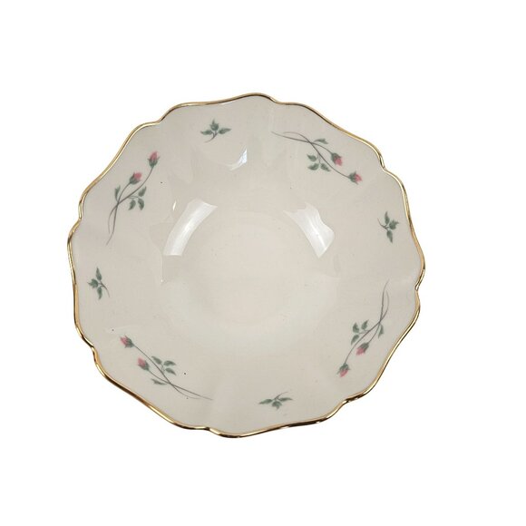 Lenox Other - Lenox Rose Manor Scalloped Bowl Cream Pink Rose Floral Gold Trim Made in USA